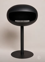 Sophia black freestanding bioethanol fireplace, unlit, on white background